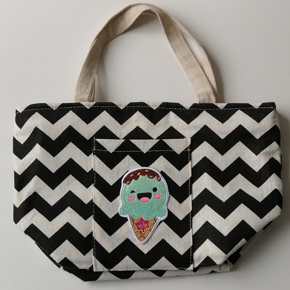 BNWOT ! cotton linen lunch bag insulated bag cooler - Picture 3 of 8